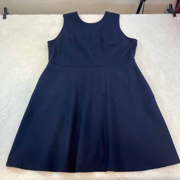 Lands End Ponte Knit Midi Dress Plus Size 22W Stretch Women’s Sleeveless Navy - Picture 3 of 14